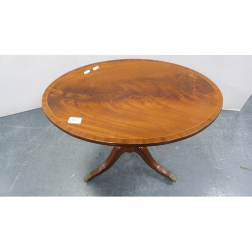 322 - Reproduction oval occasional table on tripod supports and a nest of three tables.