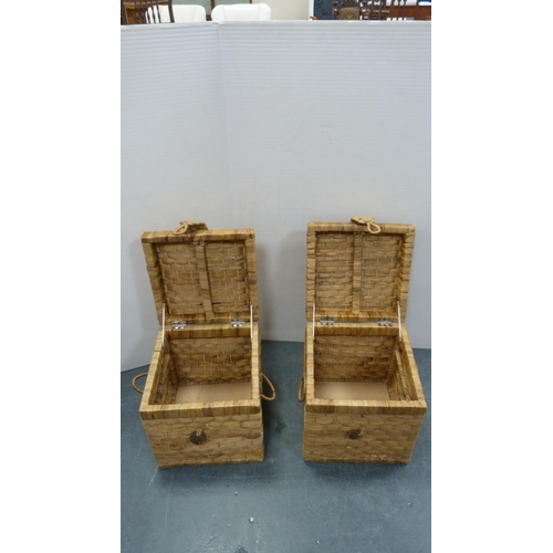 324 - Pair of wicker twin-handled baskets.