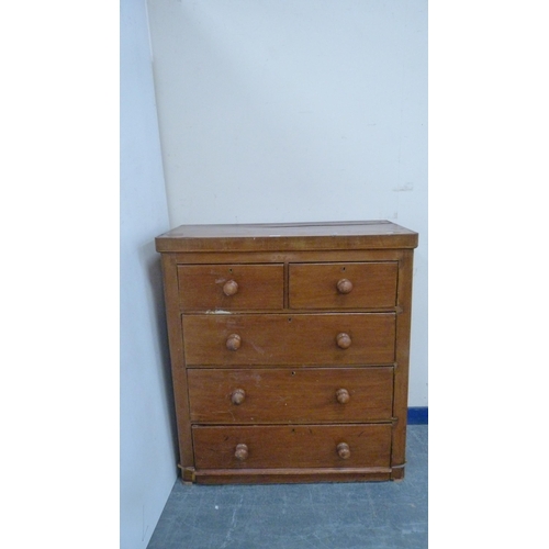 330 - Victorian mahogany chest of two short and three long drawers.