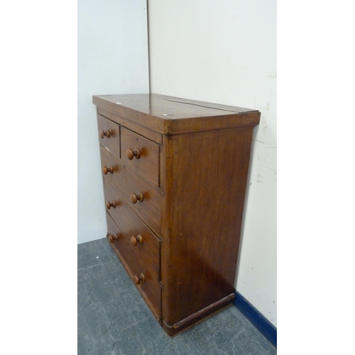 330 - Victorian mahogany chest of two short and three long drawers.