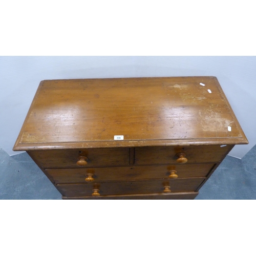 336 - Victorian satinwood chest of two short and two long drawers.