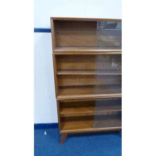 341 - Vintage walnut sectional bookcase by Beresford & Hicks, with glazed sliding doors.