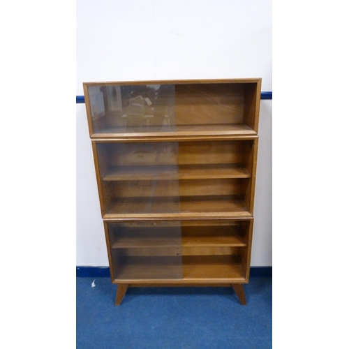 341 - Vintage walnut sectional bookcase by Beresford & Hicks, with glazed sliding doors.