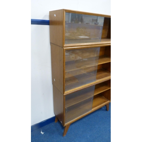 341 - Vintage walnut sectional bookcase by Beresford & Hicks, with glazed sliding doors.