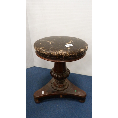 344 - Victorian rosewood revolving piano stool on platform base and a Victorian converted rosewood and mah... 