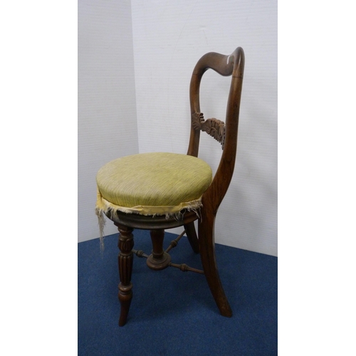 344 - Victorian rosewood revolving piano stool on platform base and a Victorian converted rosewood and mah... 