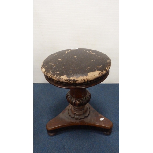 344 - Victorian rosewood revolving piano stool on platform base and a Victorian converted rosewood and mah... 