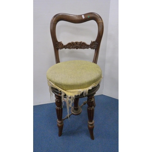 344 - Victorian rosewood revolving piano stool on platform base and a Victorian converted rosewood and mah... 