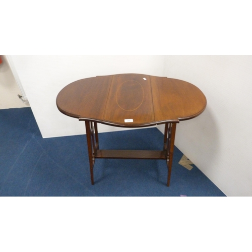 350 - Inlaid mahogany drop-leaf table with undertier.