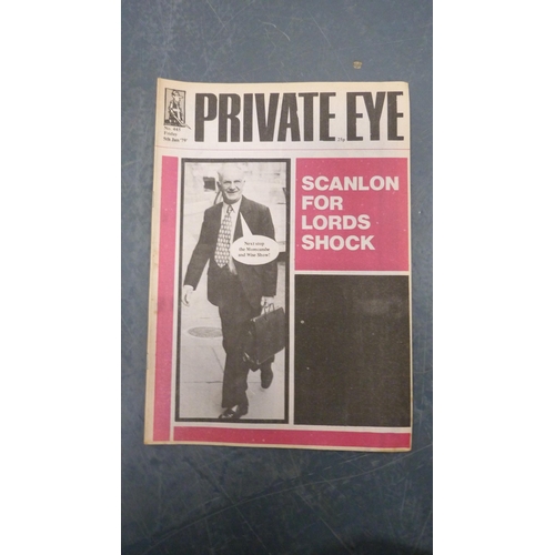 57 - Carton containing a collection of Private Eye magazines.