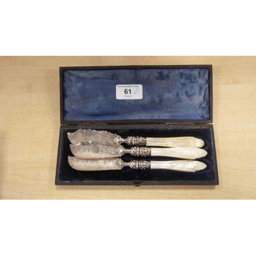 61 - EP and plated flatware to include a part set of cutlery, the knife blades marked 'Rostfrei Solingen'... 