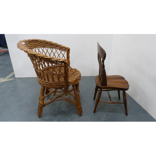 64 - Doll's chair in the Victorian style and another doll's wicker chair.  (2)