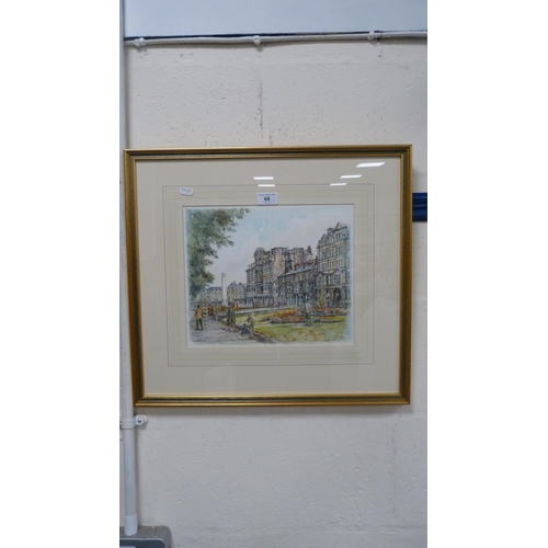 66 - John SibsonThornton Rust, SwaledaleWatercolour, and J Irwin, Town Square.  (2)... 