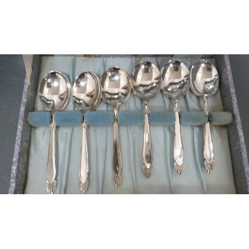 67 - Viner's canteen of cutlery and a boxed plated dessert set.