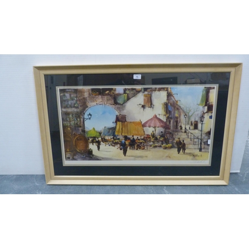 73 - Two framed prints of Continental scenes.