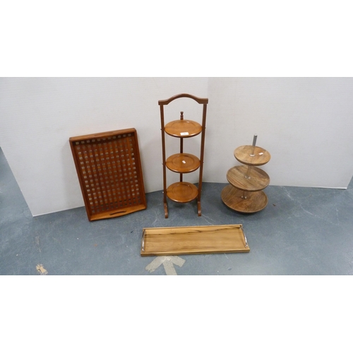 74 - Two cake stands and two serving trays.  (4)