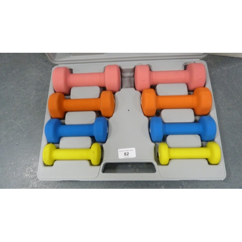 82 - Set of Mirafit graduated dumbbells in fitted box.