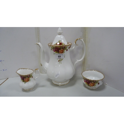 89 - Royal Albert 'Old Country Roses' six-place coffee set.