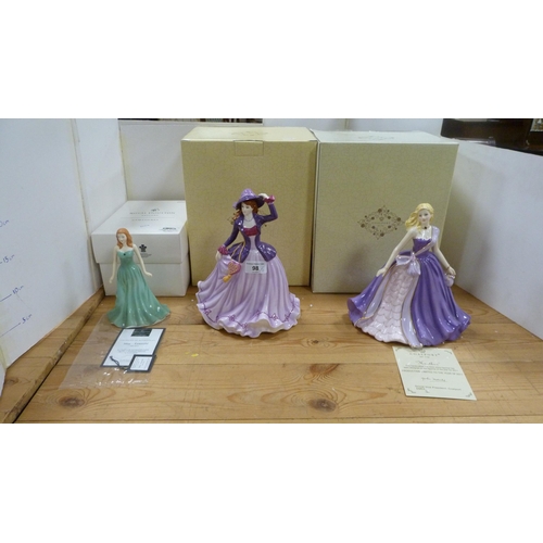 98 - Three limited edition boxed figures to include Royal Doulton 'May - Emerald', Coalport 'In My Head',... 