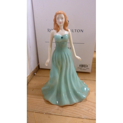 98 - Three limited edition boxed figures to include Royal Doulton 'May - Emerald', Coalport 'In My Head',... 