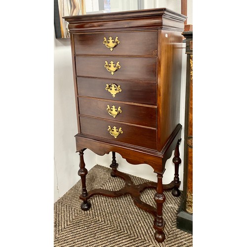 558 - Mahogany five drawer music cabinet, W : 51cms, D : 38cms, H : 107cms