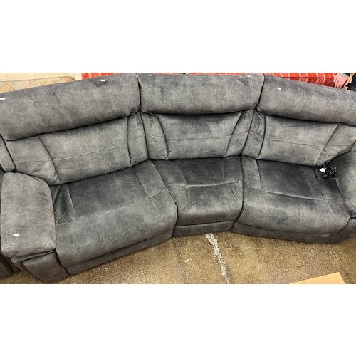 681 - charcoal electric recliner three seater settee and two seater settee