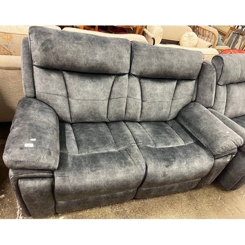 681 - charcoal electric recliner three seater settee and two seater settee