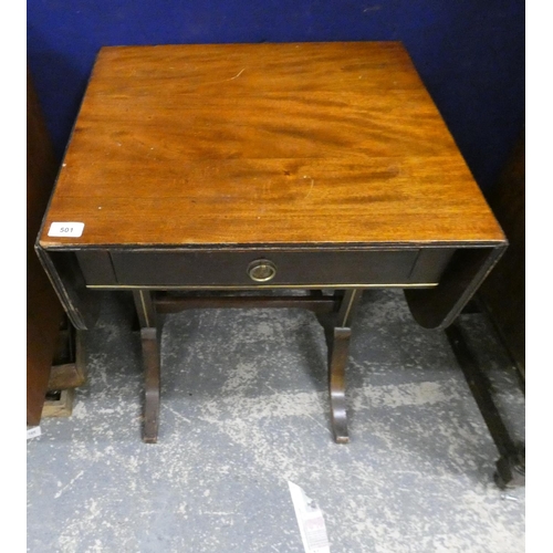 501 - Small mahogany drop leaf side table.