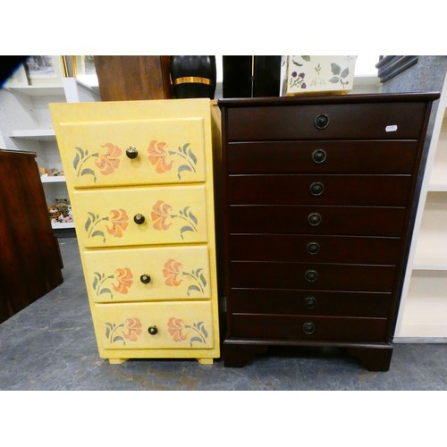 280 - Contemporary painted child's chest of four drawers and a reproduction chest of drawers.  (2)