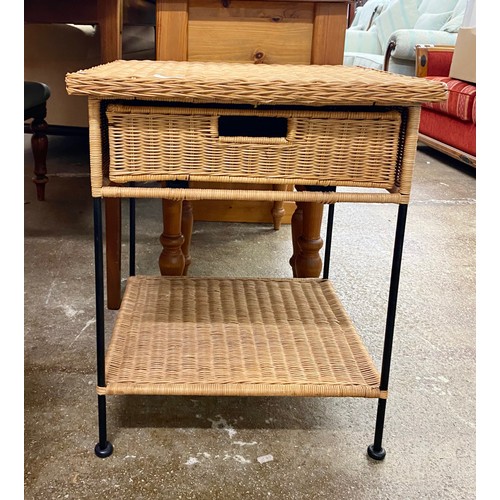 709 - Wicker side table with drawer