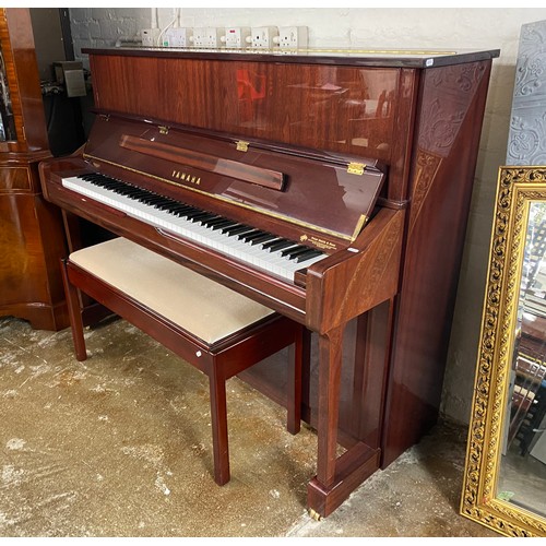 598 - Yamaha model U1 mahogany upright piano with stool