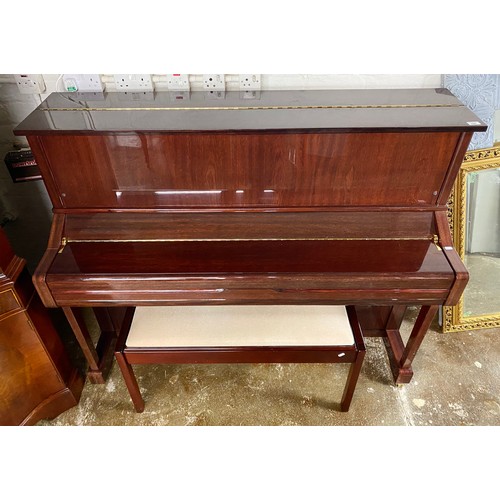 598 - Yamaha model U1 mahogany upright piano with stool