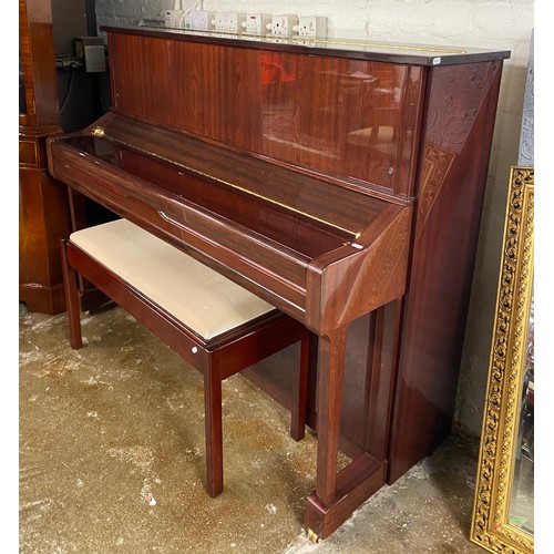 598 - Yamaha model U1 mahogany upright piano with stool