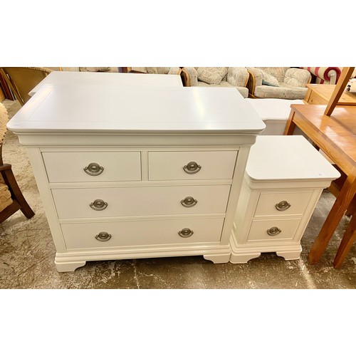 627 - Modern white bedside chest with two over two chest of drawers (2)