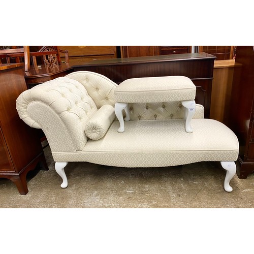 639 - Cream chaise longue and foot stool (2)