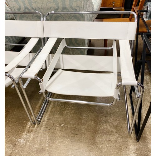 640 - Pair white mid-century Wassily style lounge chairs (2)