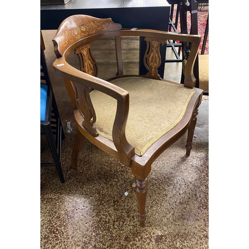 607 - Edwardian mahogany inlaid armchair