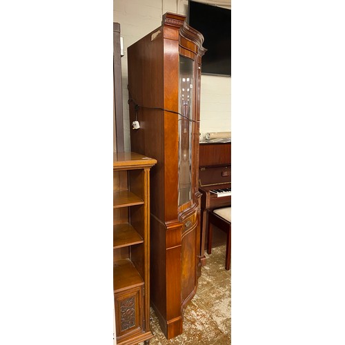 599 - Glazed mahogany corner cabinet with fitted drawer