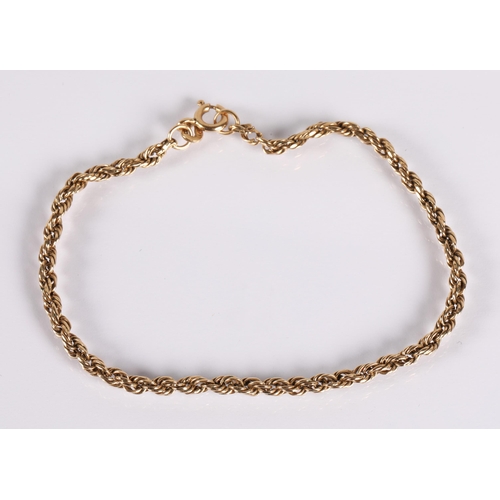 136 - 10k gold rope twist chain bracelet, damaged, 2.8g