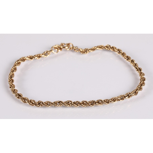 136 - 10k gold rope twist chain bracelet, damaged, 2.8g