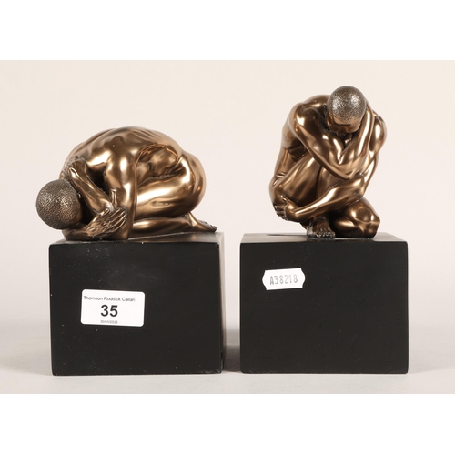 35 - Veronese pair of crouched figures on block bases 