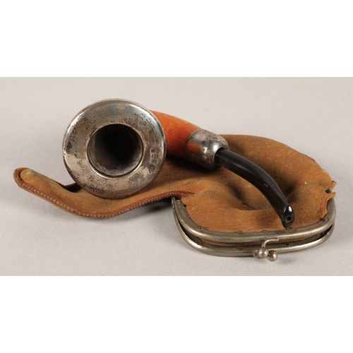 40 - Tobacco pipe with silver banding, Birmingham 1911