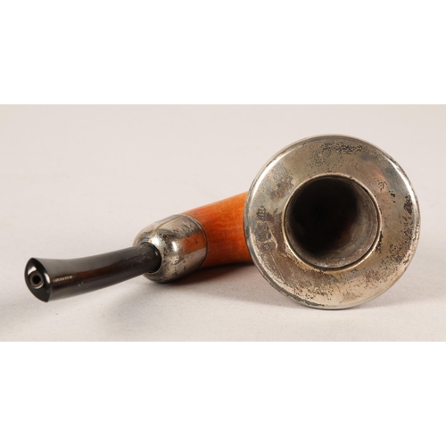 40 - Tobacco pipe with silver banding, Birmingham 1911