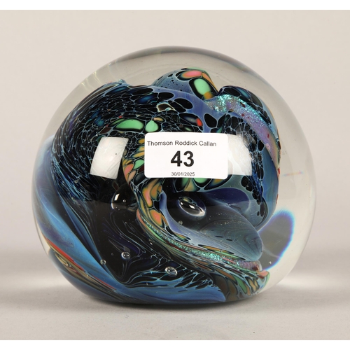 43 - Large art glass paperweight, approx. 13cm h.