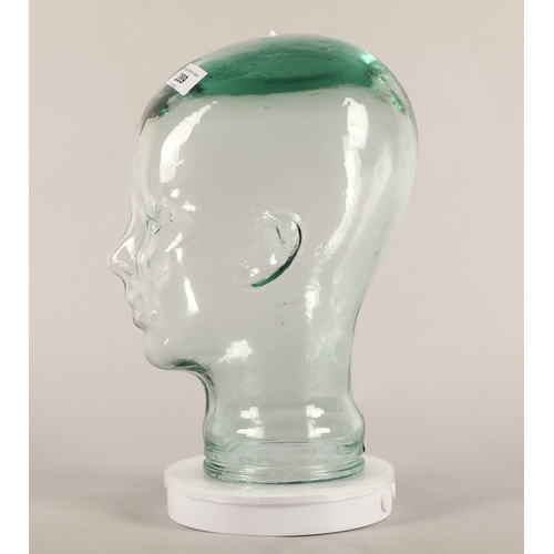 289 - Five glass heads and two light up stands