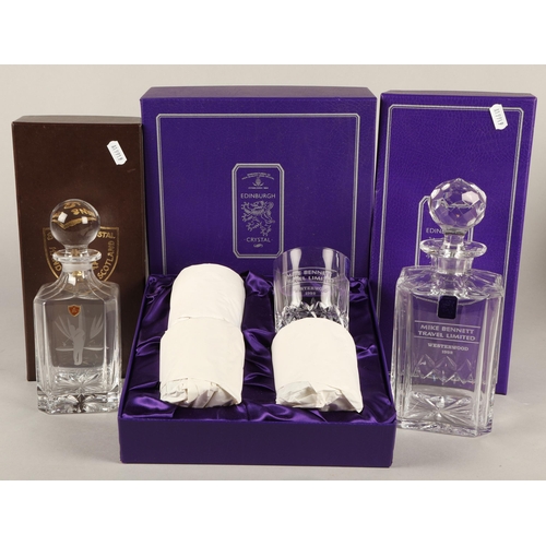 325 - Two crystal decanters and set of four glasses, boxed