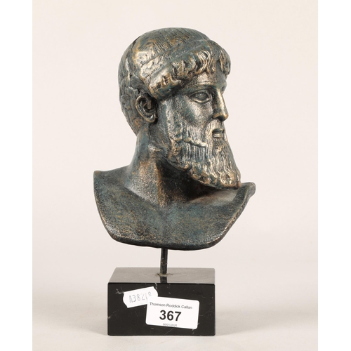 367 - Cast-metal classical bust, signed to base