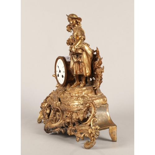 371 - Cast-metal gilt French mantel clock