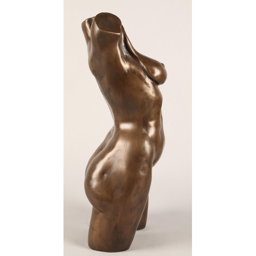 372 - Bronzed metal female torso figure, 42cm h