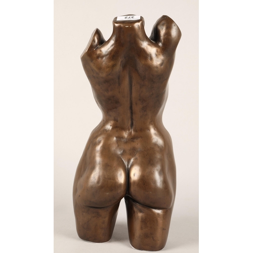 372 - Bronzed metal female torso figure, 42cm h